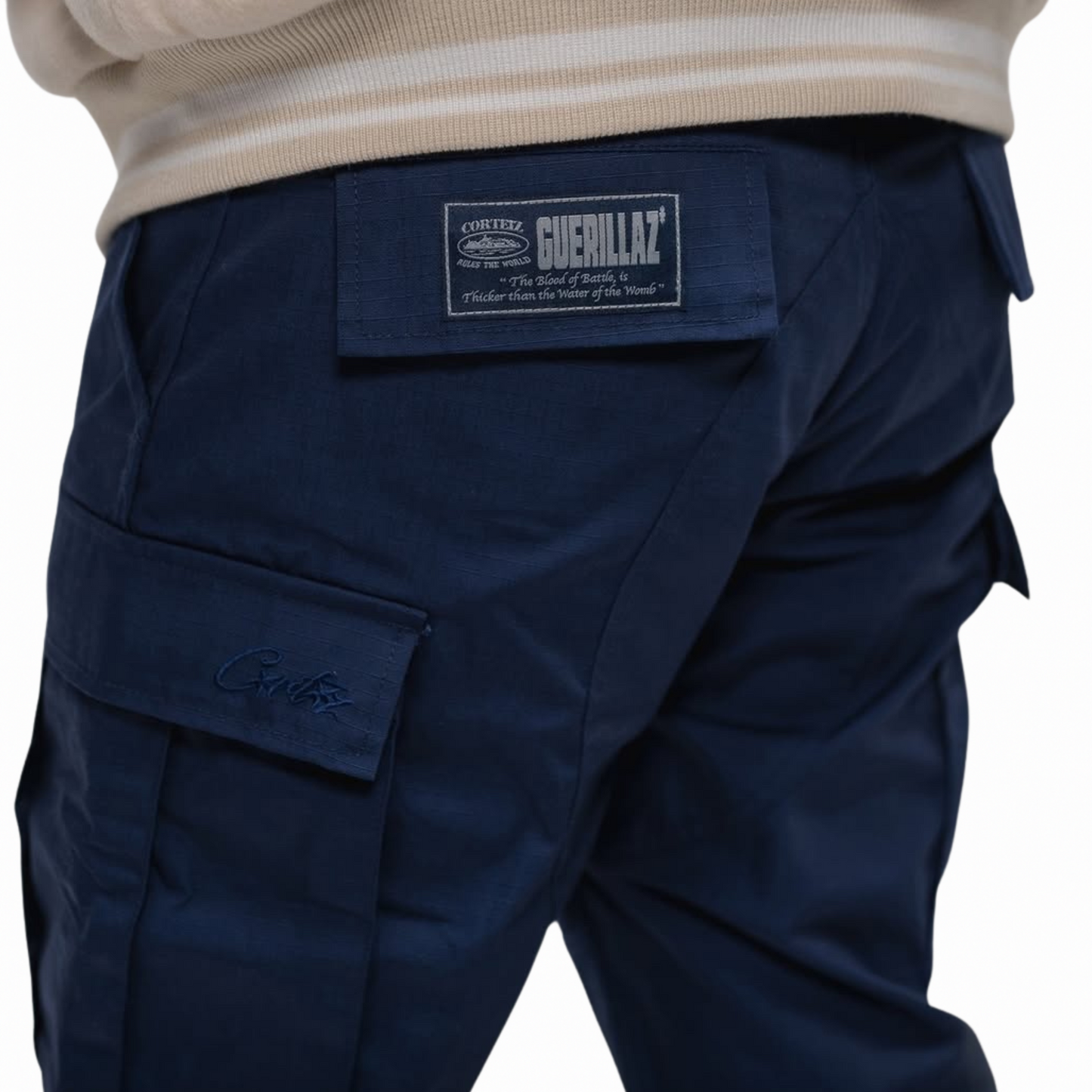 CORTEIZ GUERILLAZ CARGO PANTS NAVY BLUE